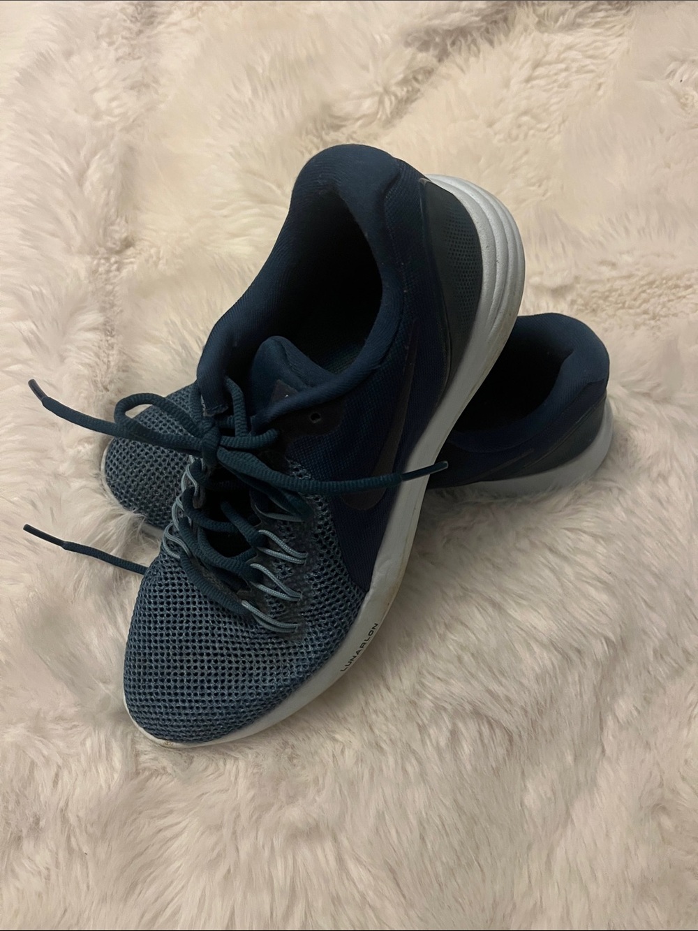 Nike Women's Dark Blue Mesh Running Shoes with White Sole